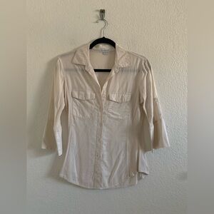 Standard James Perse Contrast Panel Shirt Womens Size 1 (Small) Roll Tab Sleeve